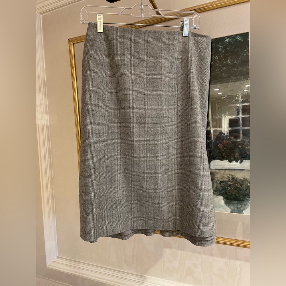 Talbots houndstooth wool skirt tan/gray fully lined size 6